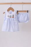 Blue sailboat seersucker bloomer set - Aaria Tees Aaria Tees