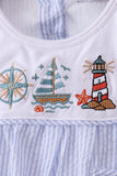 Blue sailboat seersucker bloomer set - Aaria Tees Aaria Tees