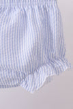 Blue sailboat seersucker bloomer set - Aaria Tees Aaria Tees
