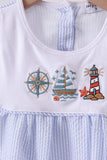 Blue sailboat embroidery ruffle shrots set - Aaria Tees Aaria Tees
