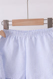 Blue sailboat embroidery ruffle shrots set - Aaria Tees Aaria Tees
