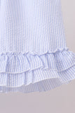 Blue sailboat embroidery ruffle shrots set - Aaria Tees Aaria Tees
