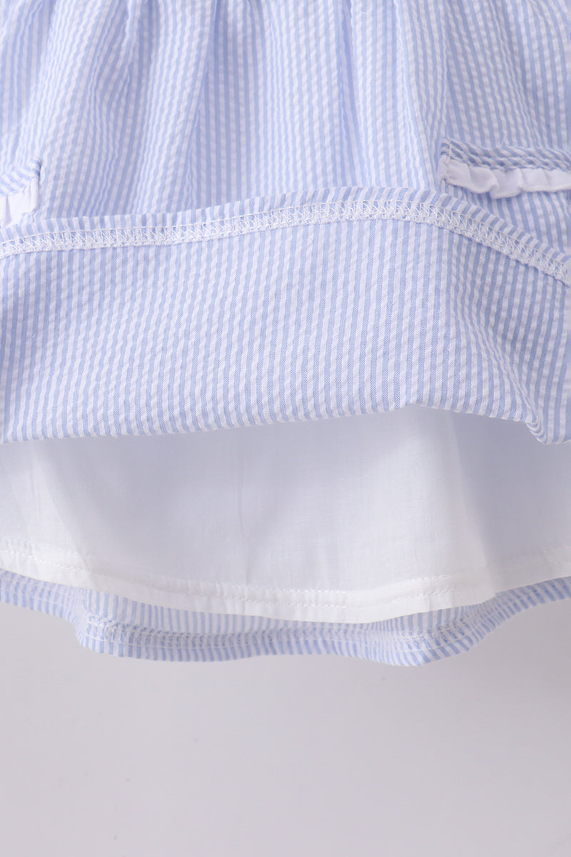 Blue sailboat embroidery ruffle shrots set - Aaria Tees Aaria Tees