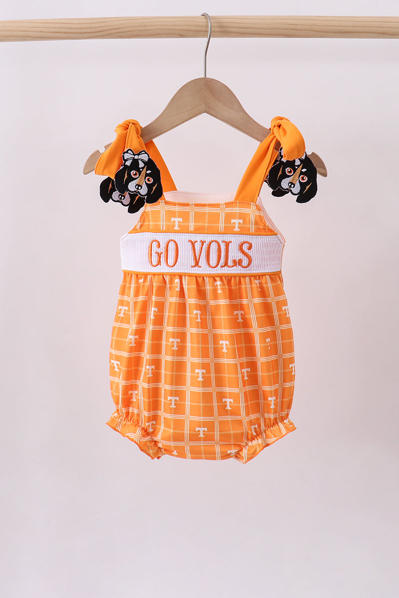 Orange Tennessee go vols embroidery plaid bubble - Aaria Tees