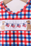 Red puppy embroidery gingham bloomer set - Aaria Tees Aaria Tees