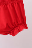 Red puppy embroidery gingham bloomer set - Aaria Tees Aaria Tees