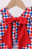 Red puppy embroidery gingham bloomer set - Aaria Tees Aaria Tees