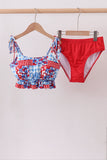 Red floral print 2pc swimsuit Aaria Tees