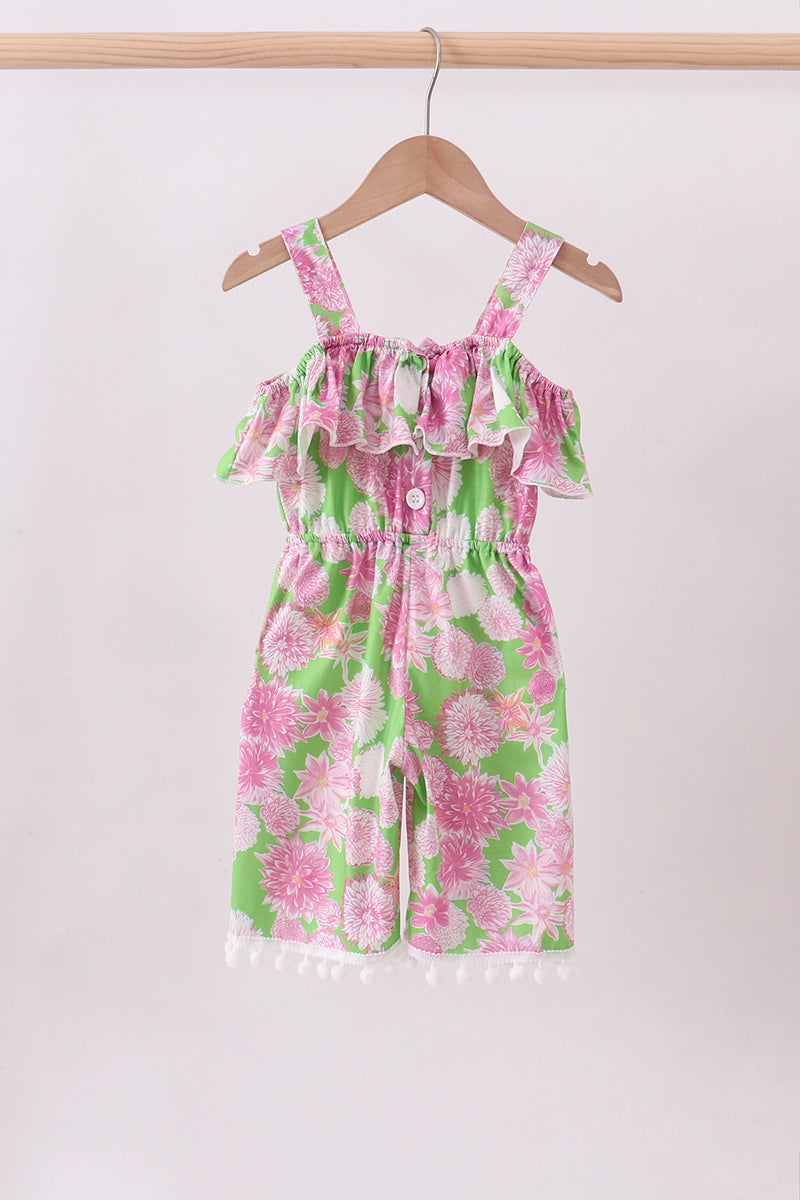 Pink floral ruffle jumpsuit - Aaria Tees Aaria Tees