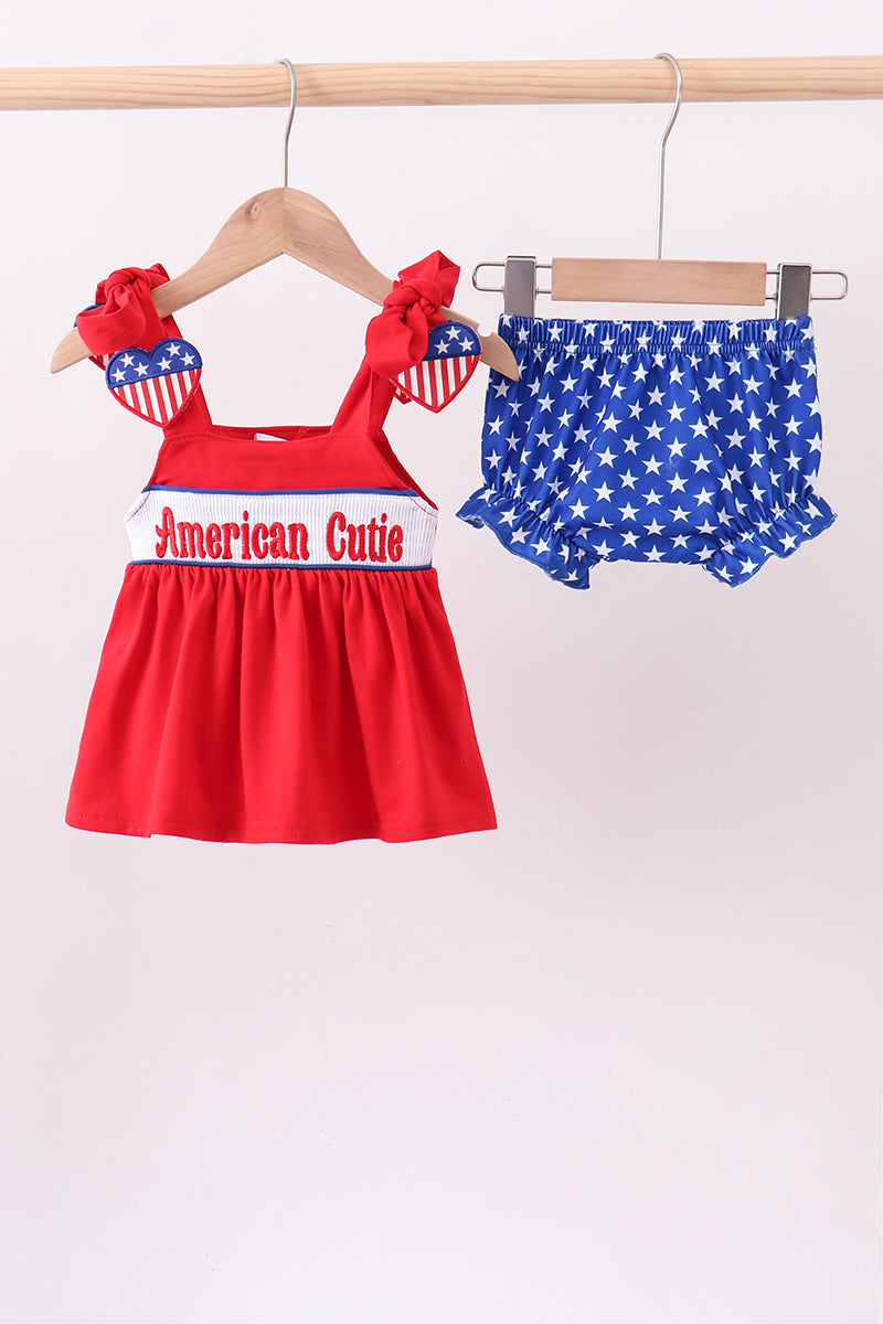 Red heart smocked bloomer set - Aaria Tees Aaria Tees