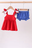 Red heart smocked bloomer set - Aaria Tees Aaria Tees