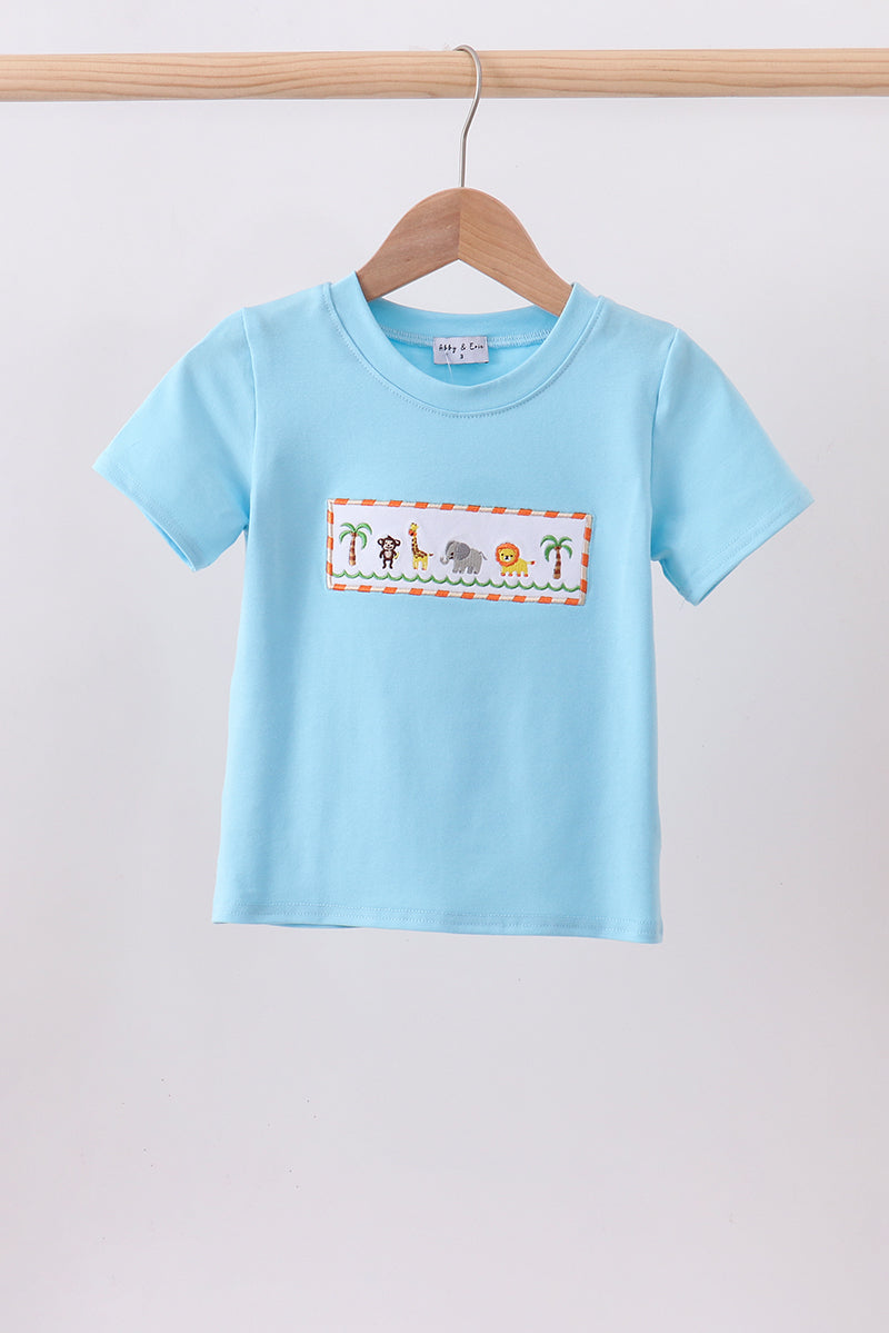 Blue animal embroidery top - Aaria Tees Aaria Tees