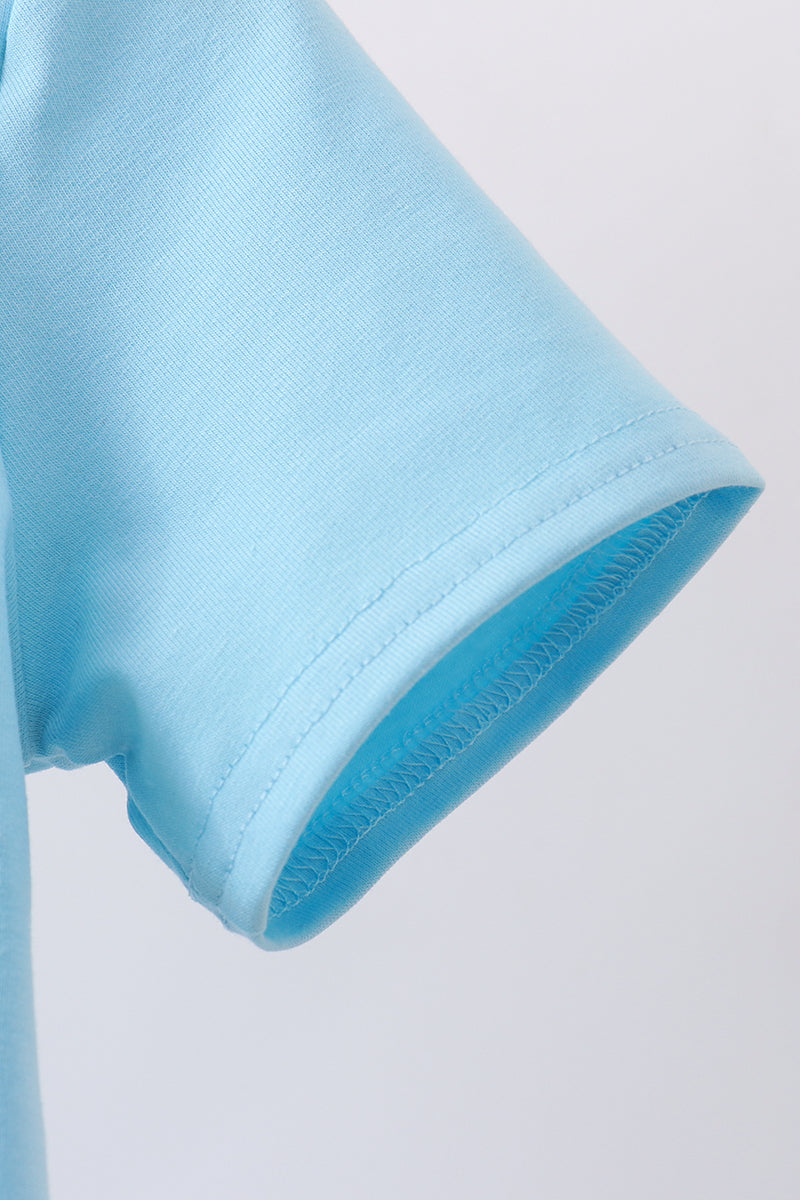 Blue animal embroidery top - Aaria Tees Aaria Tees