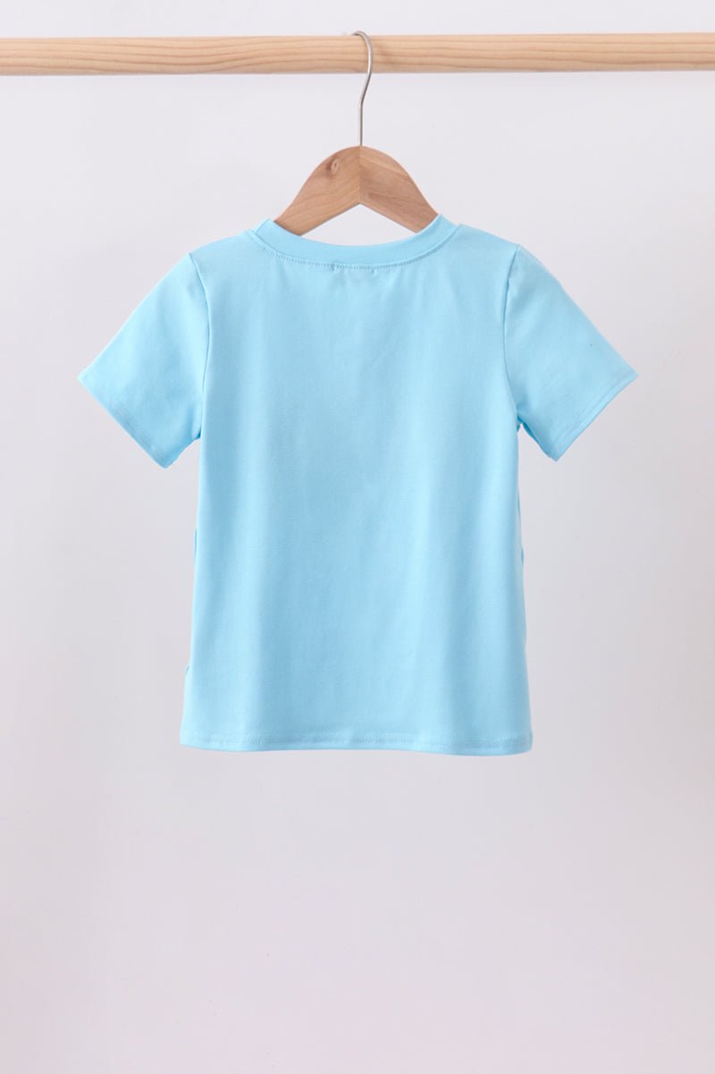 Blue animal embroidery top - Aaria Tees Aaria Tees