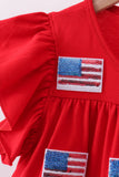 Red flag sequin tiered ruffle dress - Aaria Tees Aaria Tees