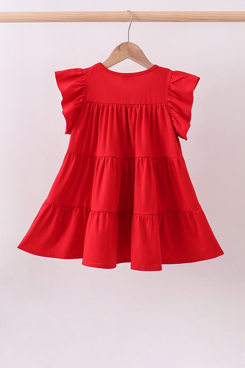 Red flag sequin tiered ruffle dress - Aaria Tees Aaria Tees