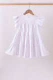 White fireworks sequin tiered ruffle dress Aaria Tees