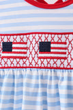 Red flag smocked stripe ruffle shorts set Aaria Tees