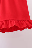 Red flag smocked stripe ruffle shorts set Aaria Tees