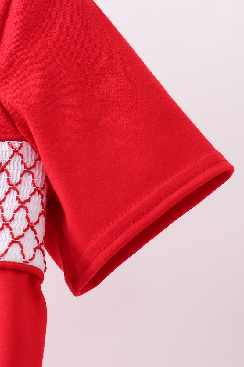 Red flag smocked stripe shorts set - Aaria Tees Aaria Tees
