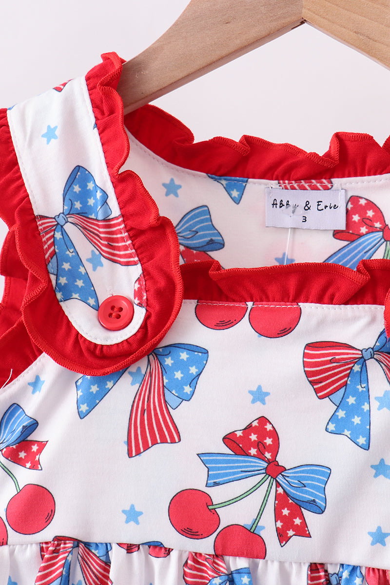 Red cherry bow ruffle shorts set - Aaria Tees Aaria Tees