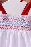 White smocked jacquard bloomer set Aaria Tees