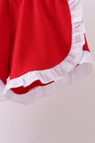White smocked jacquard ruffle shorts set Aaria Tees