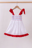 White smocked jacquard ruffle dress - Aaria Tees Aaria Tees