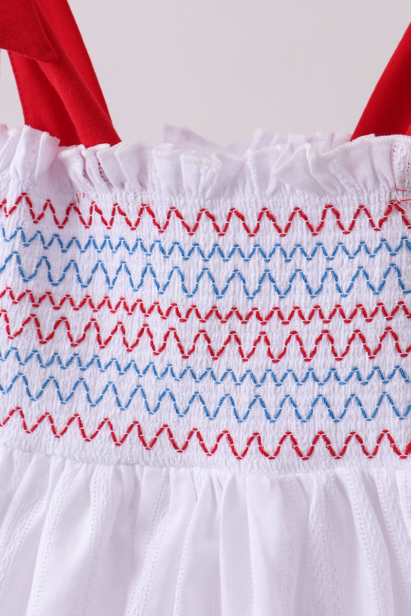 White smocked jacquard ruffle dress - Aaria Tees Aaria Tees