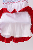 White smocked jacquard ruffle dress - Aaria Tees Aaria Tees