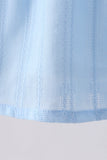 Blue floral smocked jacquard ruffle dress - Aaria Tees Aaria Tees