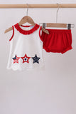 Red star applique ruffle bloomer set Aaria Tees