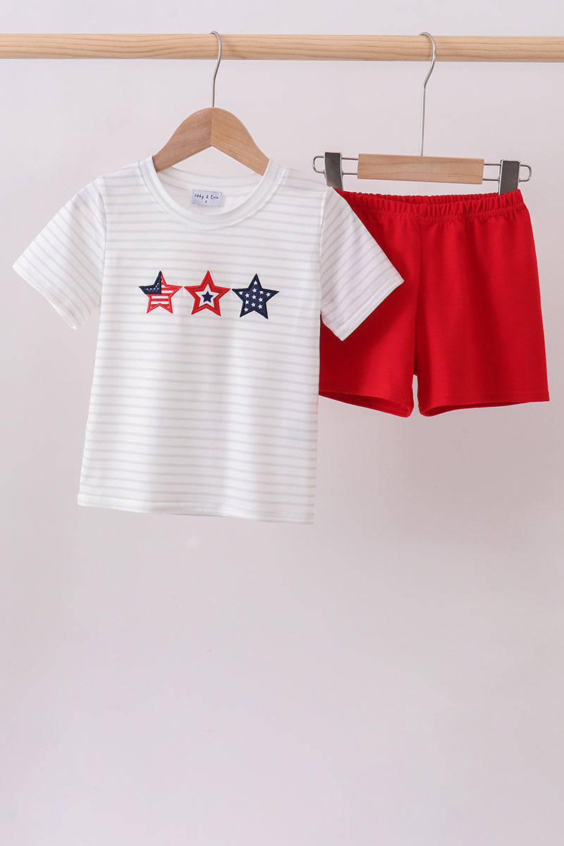 Red star applique shorts set - Aaria Tees Aaria Tees