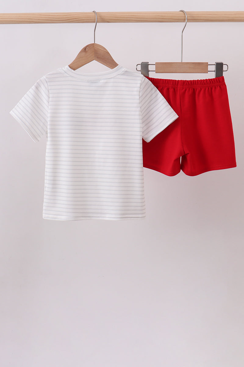 Red star applique shorts set - Aaria Tees Aaria Tees