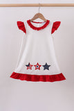 Red star applique ruffle dress Aaria Tees