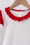 Red star applique ruffle dress Aaria Tees