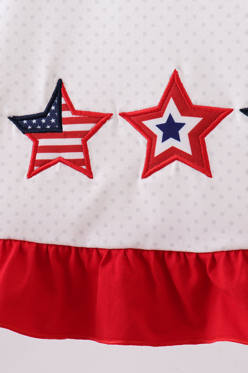 Red star applique ruffle dress - Aaria Tees Aaria Tees