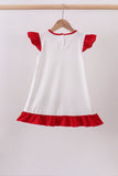 Red star applique ruffle dress Aaria Tees