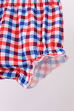 White flag smocked ruffle gingham bloomer set - Aaria Tees Aaria Tees