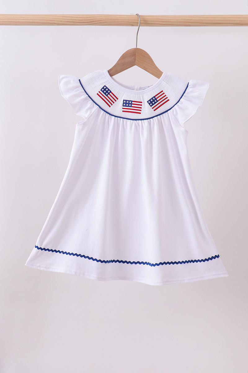 White flag smocked ruffle dress - Aaria Tees Aaria Tees