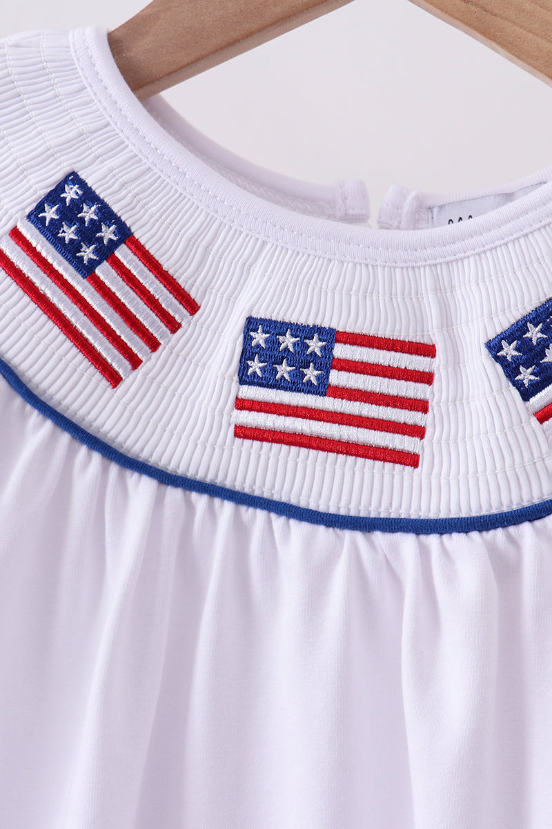 White flag smocked ruffle dress - Aaria Tees Aaria Tees