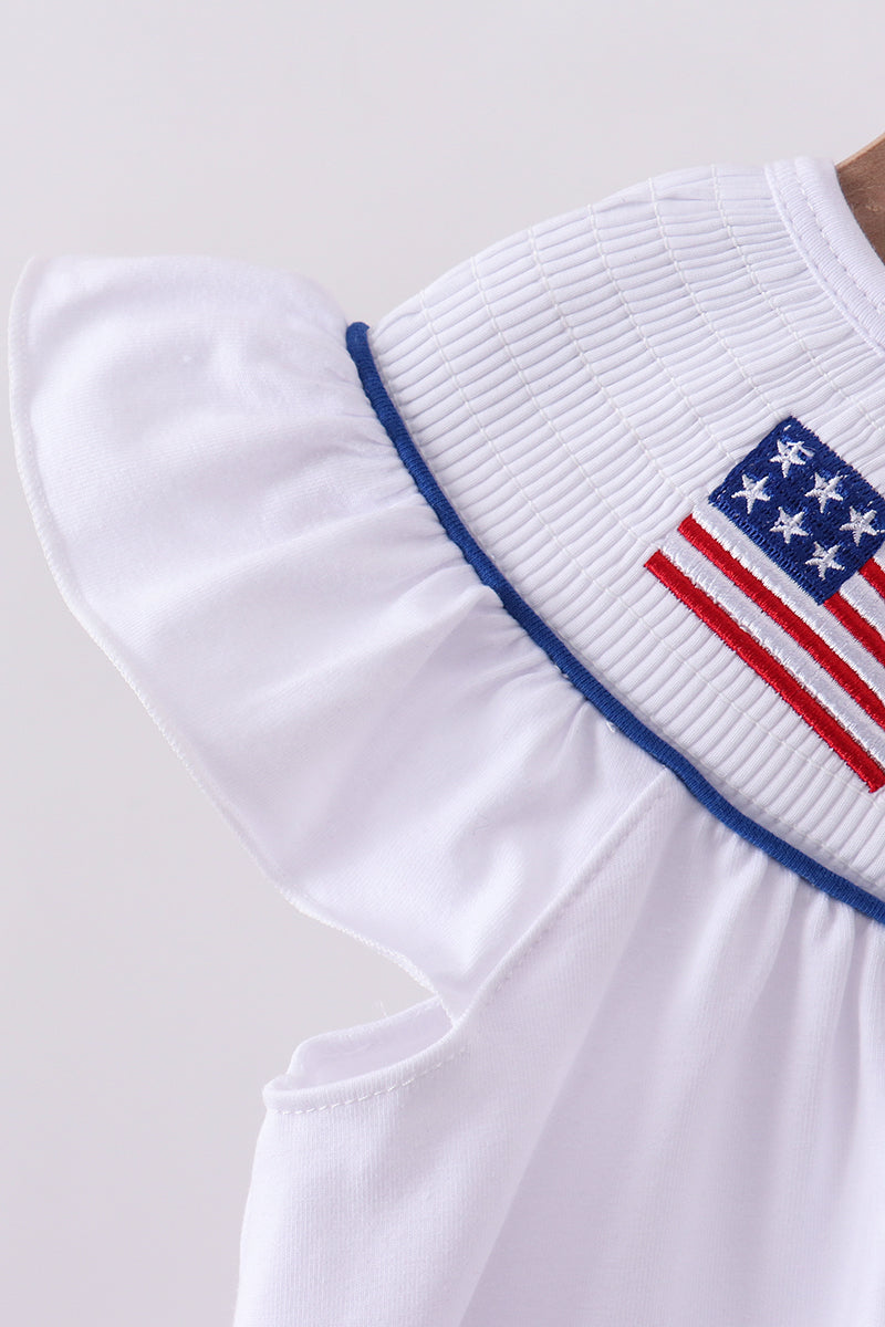 White flag smocked ruffle dress - Aaria Tees Aaria Tees