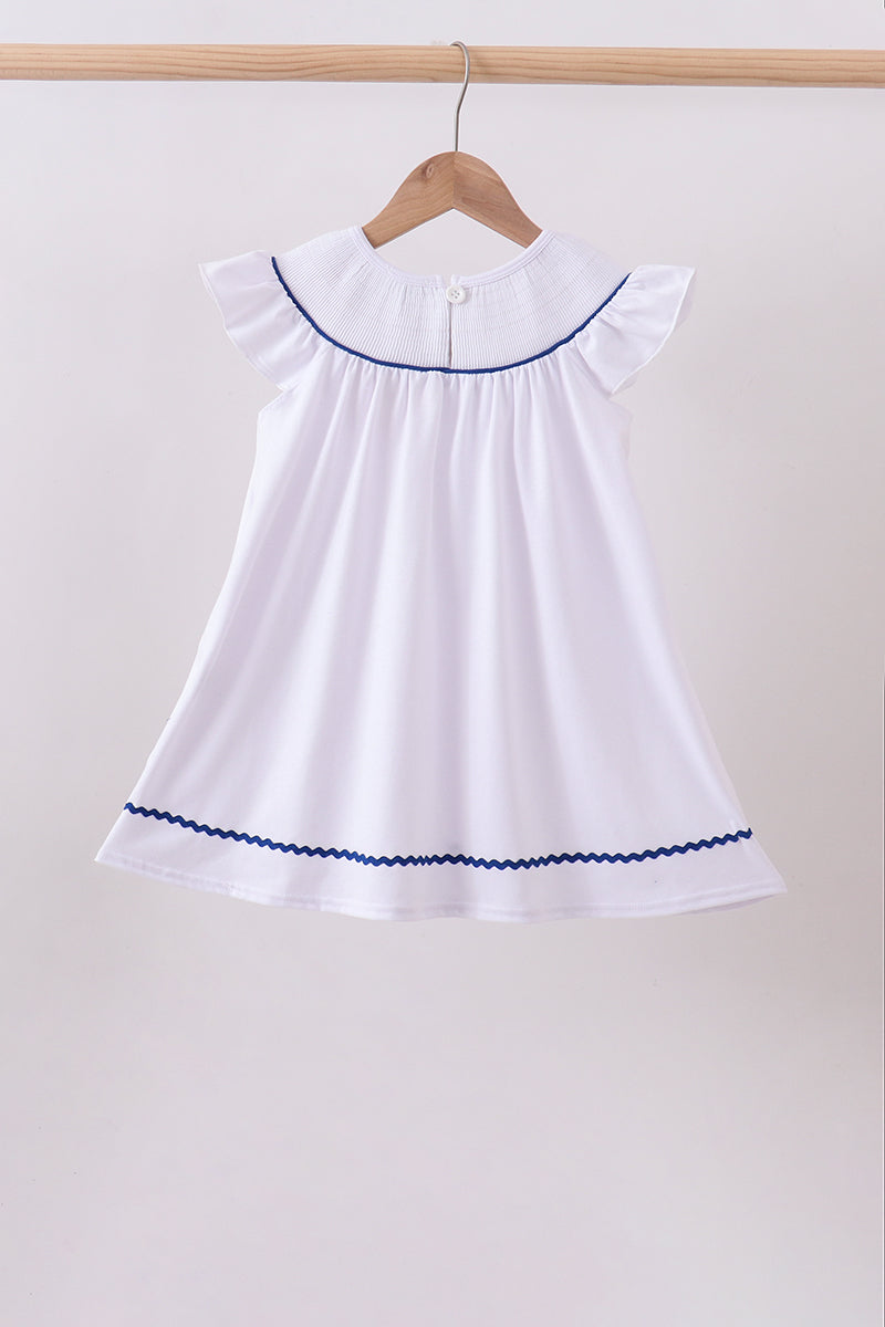 White flag smocked ruffle dress - Aaria Tees Aaria Tees