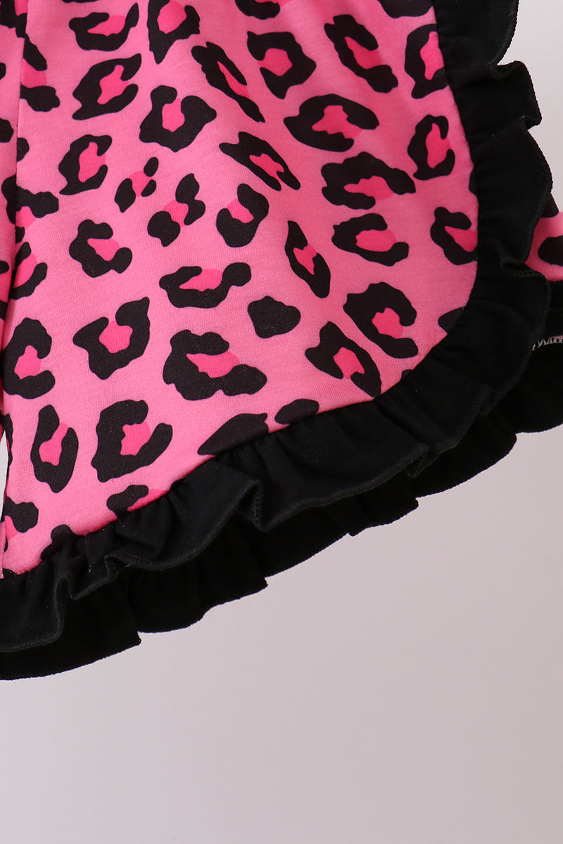 Black let's go girl boots leopard ruffle shorts set - Aaria Tees Aaria Tees