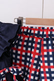 Navy flag applique gingham ruffle shorts set - Aaria Tees Aaria Tees