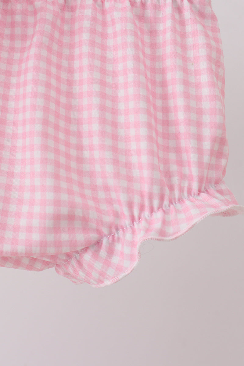 Pink hydrangea bow print ruffle bloomer set - Aaria Tees Aaria Tees
