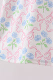 Pink hydrangea bow print ruffle bloomer set - Aaria Tees Aaria Tees