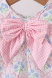 Pink hydrangea bow print ruffle bloomer set - Aaria Tees Aaria Tees
