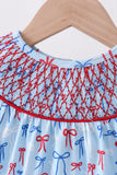 Blue bow smocked bubble - Aaria Tees Aaria Tees
