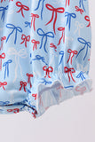 Blue bow smocked bubble - Aaria Tees Aaria Tees